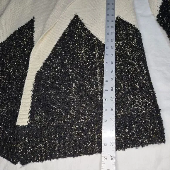 Roly Poly Open Cardigan Loose Knit Sweater Size S/M Ivory‎ Black Metallic - Picture 6 of 7